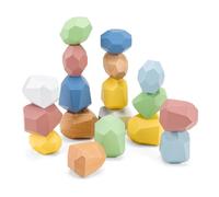 Woet Wooden Balance Blocks for Toddlers 18 Months+ - 18-Piece Montessori Stacking Stones Toy with Storage Bag - Early Learning Preschool Gift - Educational Development Toy for Boys and Girls