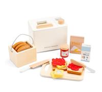 Woet Wooden Bread Maker Toy for Kids Age 3+ - Pretend Play Kitchen Appliance with Bread, Accessories & Cutting Board - Breakfast Set - Educational Role Play Food for Boys and Girls