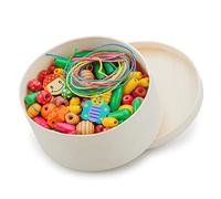 Woet® Wooden Lacing Beads Set, 230 Beads & 4 Cords