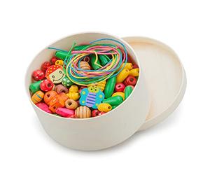 Woet® Wooden Lacing Beads Set, 230 Beads & 4 Cords