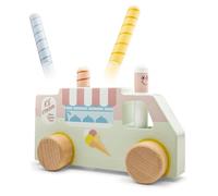 Woet Wooden Pop-Up Ice Cream Truck - FSC Pretend Play Toy with Spring Figures for Toddlers 24 Months+ - Educational Push Vehicle - Gift for Boys and Girls, Cause and Effect Play