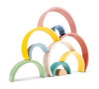Woet Wooden Rainbow Stacker for Toddlers Age 12m+ - 10-Piece Arches - Montessori Stacking Toy - Educational Early Learning Gift - Colorful Wooden Balancing Toy for Boys and Girls