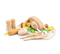 Woet Wooden Roast Chicken Play Food Set - FSC Pretend Play Dinner with Serving Board, Vegetables & Utensils - Educational Kitchen Toy for Toddlers 24 Months+ - Gift for Boys and Girls