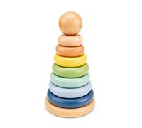 Woet Wooden Stacking Toy - 8-Piece Educational Stacking Tower with Rings for Toddlers 12 Months+ - FSC, Pastel Colors, Non-Toxic Paint - Montessori Gift for Boys and Girls STEM Toy for Early Learning