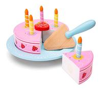 Woet® Wooden Toy Birthday Cake Set with Candles & Pretend Knife | Wooden Play Food, Cutting Cake, Hook&Loop Fastening, Pretend Play Birthday, Toy Kitchen Accessories, Role Play, Age 2 Years+