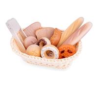 New Classic Toys Wooden Bread Basket Play Set 10605 – Pretend Bakery Toy, Educational, Multi-Color