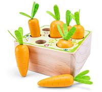 Woet® Wooden Toy Carrot Harvest Game for Kids - Pull and Match Activity Toy - Fine Motor Skills - Educational Toy - Age 2 Years+