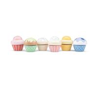 New Classic Toys Wooden Cupcake Box Educational Pretend Play for Kids, 6-Pieces, Pink