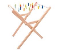 New Classic Toys 18350 Wooden Drying Rack-Including Clothespins, Brown, Medium