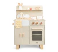 Woet® Wooden Toy Kitchen with Oven, Sink & 16 Accessories, Beige