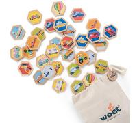 Woet® Wooden Toy Memory Game Vehicles for Kids - Matching and Concentration Game - Preschool Learning Toy - Age 3 Years+