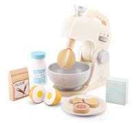 Woet® Wooden Toy Mixer Set with Bowl and Ingredients, White | Pretend Play Kitchen Appliance, Toy Mixer, Sliceable Fruit, Wooden Play Food, Toy Kitchen Appliance, Age 3 Years+