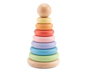 Woet® Wooden Toy Rainbow Stacking Tower for Toddlers - 8 Pieces - Fine Motor Learning Toy - Age 1 Years+