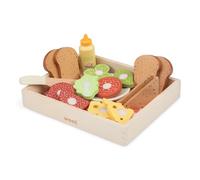 New Classic Toys 10591 Wooden Pretend Play Kids Lunch Picnic Box Cooking Simulation Educational Perception Toy for Preschool Age Toddlers Boys Girls, Multi Color