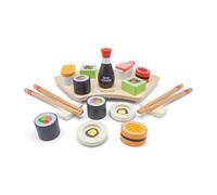 Woet® Wooden Toy Sushi Set with Chopsticks & Serving Board | Wooden Play Food, Sushi Cooking Set, Soy Sauce & Wasabi, Pretend Cooking Toy, Kitchen Accessories, Role Play, Age 3 Years+
