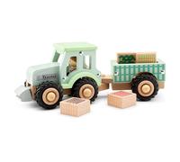 Woet® Wooden Toy Tractor with Detachable Trailer & Vegetable Crates