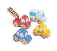 New Classic Toys 11930 4 Wooden Vehicles Set for Toddlers First Cars for One Year Old, Children for Age 18 Months, Multicolor, 4 Cars