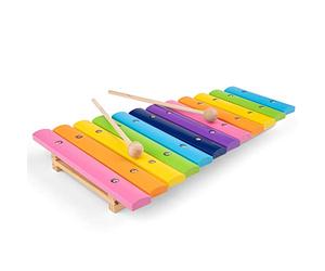 Woet® Wooden Toy Xylophone for Kids - 12 Tone Bars with 2 Mallets - Music Book Included - Musical Learning Toy - Age 2 Years+