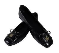 WOFANLULY Flats for Women Square Toe Mary Jane Shoes Comfortable Dressy Women Ballet Flats Bowknot Slip On Shoes (Black, Size 7)