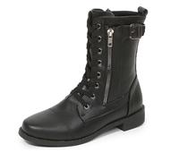 WOFANLULY Women's Thunder Ankle Boots Round Toe Lace up Ankle Cuff Low Heel Fashion Boot (Black, Size 8)