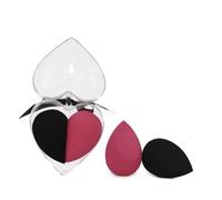 WOFASHPURET 1 Box Heart Shape Dual-purpose Makeup Sponge Foundation Blending Cosmetic Sponges for Wet Dry Use Soft Flocking Beauty Puff in Reddish Black and Even Powder Application