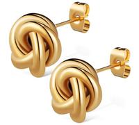 WOFASHPURET 1 Pair Knot Earrings for Women: Love Knot Chunky Golden - Lightweight Statement - Hypoallergenic Stainless Steel Jewelry for Daily Wear, Party, and Present