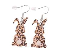 WOFASHPURET 1 Pair Leopard Pattern Rabbit Ear Earrings for Women Cute Animal Drop Jewelry Stylish Ear Accessory for Daily Wear Photography Props and Events Comfortable and Skin Friendly Design