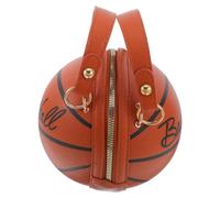WOFASHPURET 1 x Small Basketball Shape Shoulder Bag Fashionable Handbag for Girls Crossbody Single Shoulder Bag Round Design Women's Bag for Leisure and Everyday Use, brown, 17X16CM