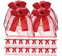 WOFASHPURET 100pcs Organza Drawstring Bags for Wedding Favors Party Supplies and Packaging Elegant Cloth Pouches for Candy Jewelry and Treasures