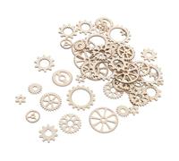 WOFASHPURET 100pcs Wooden Gears DIY Graffiti Chips and Friends Beige Wood Material Creative Style Develops Logical Thinking Can Be Stained for Creative Activities