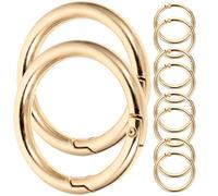 WOFASHPURET 10pcs Metal Alloy Round Key Rings with Spring Snap Hook Flat Circular Key Chain Rings