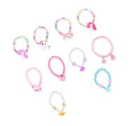 WOFASHPURET 10Pcs Unicorn Bead String Bracelets for Mixed Color Rainbow Wrist Chain with Ice Cream Pendants Safe Non-toxic Cartoon Jewelry