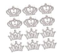 WOFASHPURET 12pcs Crown Shaped Hair Comb Elegant Rhinestone Tiara Headdress for Photography Birthday Wedding Party Accessories for White Color