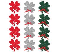 WOFASHPURET 12pcs Four Leaf Clover Wallets Christmas Felt Business Card Money Cash Clips Portable for Shopping and Travel Red Green Small Wallets Holiday Present