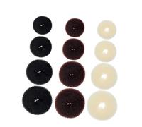 WOFASHPURET 12pcs Hair Donut Bun Makers Set Soft Hair Ropes for Women and Girls Medium Size for Sweet Stylish Updos and Messy Buns Beige Black Coffee Colors