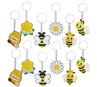 WOFASHPURET 12pcs Keyring Bee Theme Keychain Bag Pendant Keychains for Decorations Party Favors