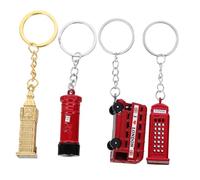 WOFASHPURET 12pcs Unique London Bus Telephone Booth Mailbox Keychains British Foreigners
