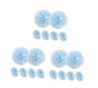 WOFASHPURET 18 pcs Powder Puff with Soft Fluffy Plush and Bow Handle Even Powder Distribution for Dry Comfortable Skin for Body and Face Use During Diaper Changes Blue
