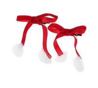 WOFASHPURET 1pair Christmas Hair Bow Clips Pom Poms Elegant Holiday Hair Accessories for Women and Girls Sophisticated Bowknot Design for Festive Parties Comfortable Material