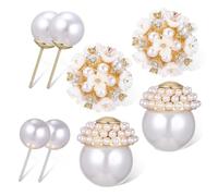 WOFASHPURET 2 Pairs Double Sided Pearl Earrings for Women Elegant Flower Beads Studs with Acrylic Flowers and Zirconia Accents Classic Birthday Jewelry Gift