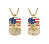 WOFASHPURET 2 Pcs American Flag Pendant Necklace, Alloy Independence Day Jewelry, Patriotic Usa Flag Accessories for Women, National Necklace for 4th of July Decor