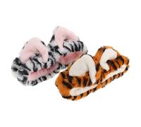 WOFASHPURET 2 Pcs Multifunctional Plush Makeup Hairband with Adjustable Elastic Tiger Ears Soft Spa Headband for Face Washing Mask Application Skincare and Beauty Routine in Yellow and White