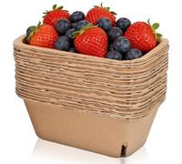 WOFASHPURET 20Pcs Paper Pulp Fruit Container Veggie Tray Decorative Berry Basket with Artistic Delicate Design and Fine Texture for Indoor and Outdoor Use