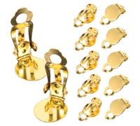 WOFASHPURET 20pcs Round Ear Clips Earring Converters for Non-Pierced Ears Golden DIY Jewelry Components Comfortable Skin-Safe Material Easy to Wear and Carry
