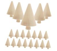 WOFASHPURET 20pcs Unfinished Wooden Christmas Tree DIY Craft Decorations, Easy to Use and Ready for Trimming, Khaki Colour Small Trees for Weddings and Family Home Decor