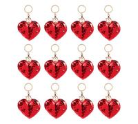 WOFASHPURET 24Pcs Heart Sequin Keychain - Double-Sided Glitter Love Keyrings - Matching Couples Keyring His and Hers Engagement, Couples Presents for Anniversary, Bag Charm Car Key Holder