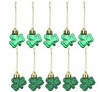 WOFASHPURET 24pcs St Patrick'S Day Shamrock Hanging Decor, Ireland Green Shamrock Ornaments Keychain Pendant for Home, Office, and Outdoor Decorations, Plastic