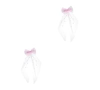 WOFASHPURET 2pcs Bridal Pearl Hair Bow Clip for Weddings Elegant Hair Accessory for Bride for Bridal Showers Engagements and Special Occasions Charming Tulle Design