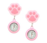 WOFASHPURET 2pcs Cat Paw Hanging Nurse Watch Portable Fob Watch for Doctors Nurses Medical Staff with Dial Easy-Read Design
