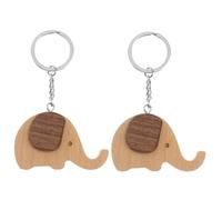 WOFASHPURET 2PCS Creative Solid Wood Little Elephant Keychain Mobile Phone Holder Multi-functional Stand Decor Gift for Family and Friends with Delicate Craftsmanship Random Color